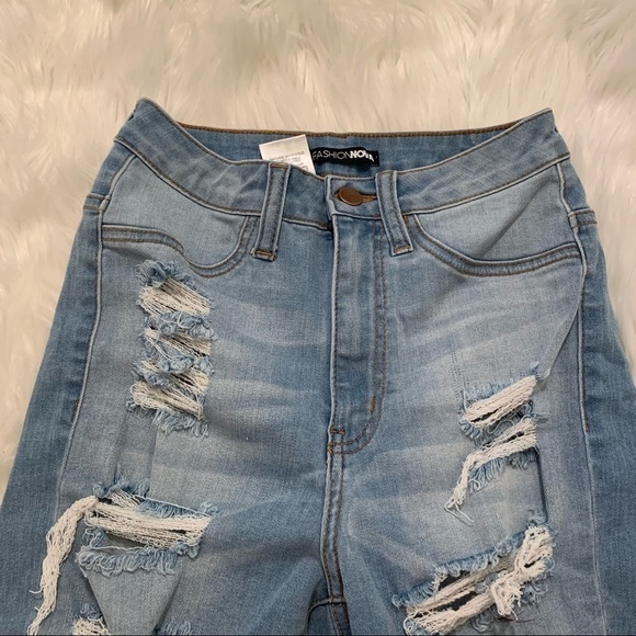 Fashion Nova Denim Bermuda Shorts Cut Off - Picture 7 of 12